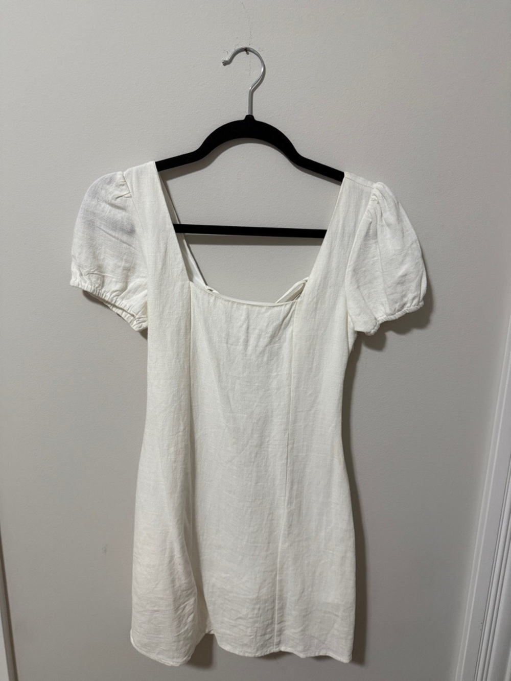 Altar'd State White Mini Dress with Puff Sleeves